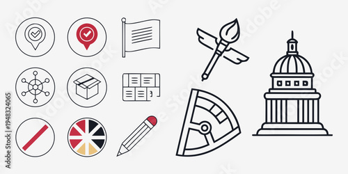 a collection of various architectural and design icons Vector