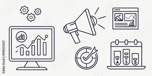 a collection of business and marketing icons Vector