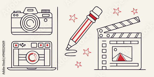 a set of icons for photography and filmmaking Vector