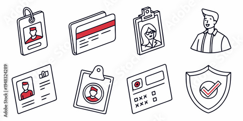 a set of icons with red checks Vector