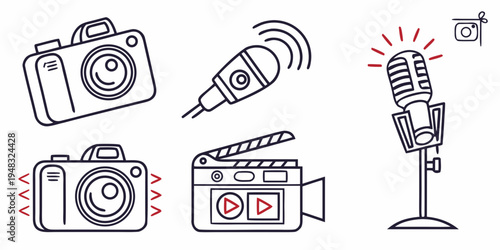 a collection of media and recording devices Vector