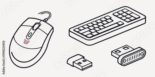computer mouse and keyboard with usb connectors Vector