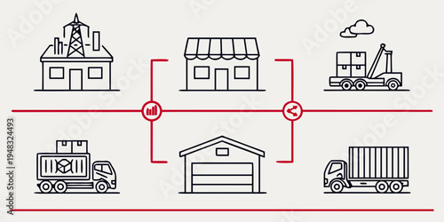 industrial transportation and buildings network Vector