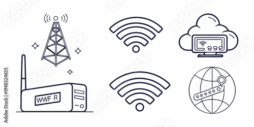 wireless router with internet connection symbols Vector