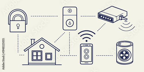 smart home system with various connected devices Vector