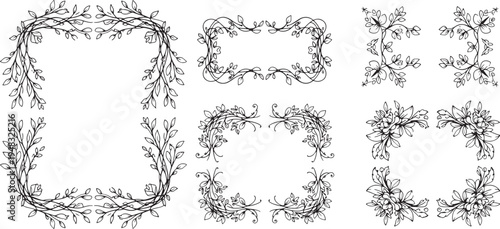 Wreath Design Collection in Black and White on White Background