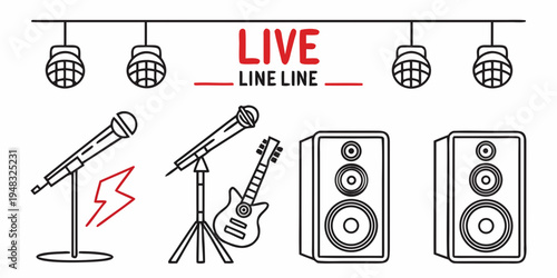 a collection of live music equipment Vector