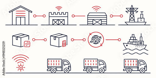 global supply chain and logistics process Vector