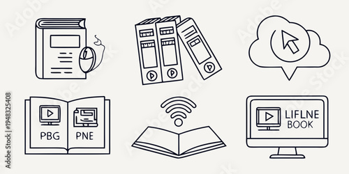 ebook and online learning icons Vector