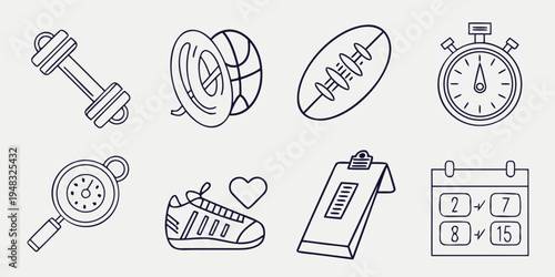a collection of icons related to fitness and sports Vector