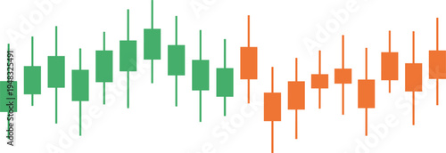 Stock Market Candlestick Trading Chart with Green and Orange Price Bars Showing Bullish and Bearish Trends for Financial Market Analysis Vector Illustration