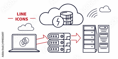 cloud computing and data transfer Vector