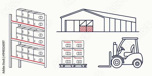 warehouse storage and logistics equipment Vector