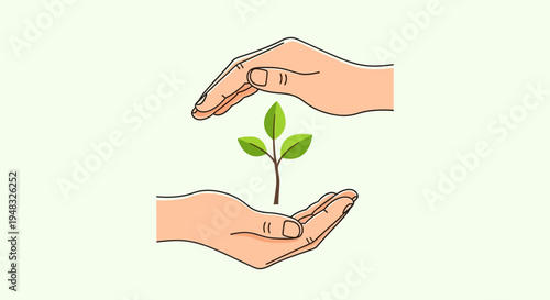 Hands nurture a young Arbor on a sunny Day with care and love.