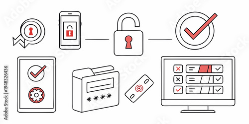 a collection of security icons and symbols for protection Vector