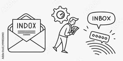 man thinking about inbox and mail Vector