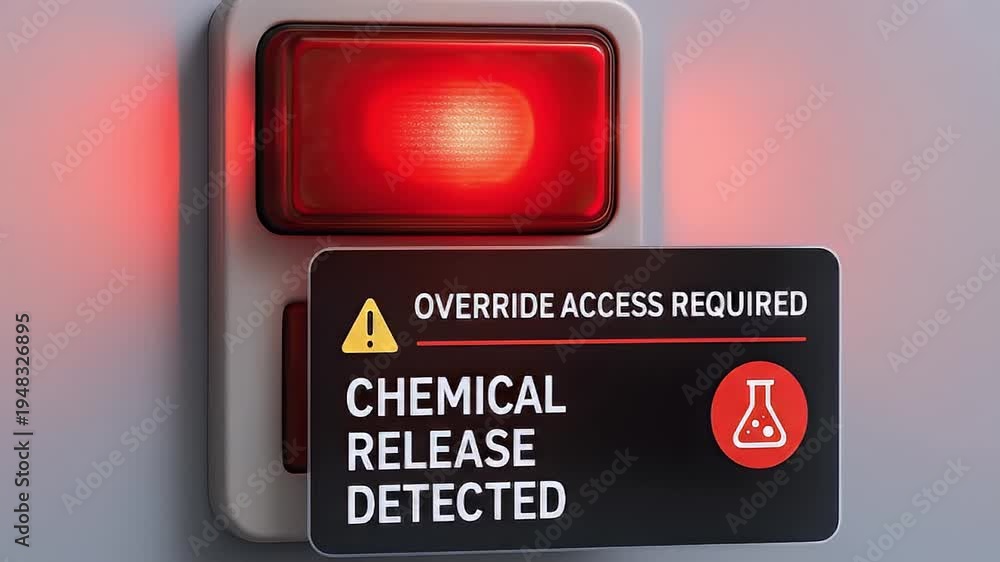 Warning red emergency alarm danger chemical safety security control ...