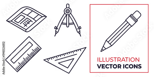 a set of drawing tools for architecture Vector