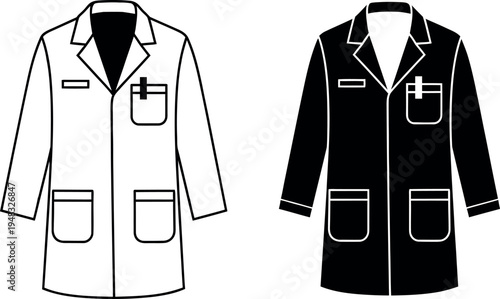 Lab coats for medical professionals in black and white
