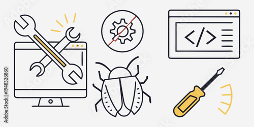 computer bug fix and coding tools Vector