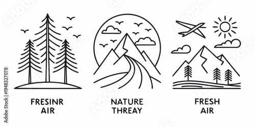 three icons of fresh air and nature threat Vector