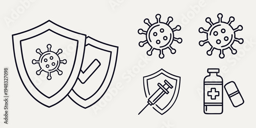 protection against viruses and germs with shield Vector