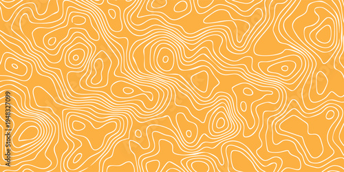 Abstract elevation line pattern background, warm orange surface with flowing red geographic isolines, modern terrain illustration vector.