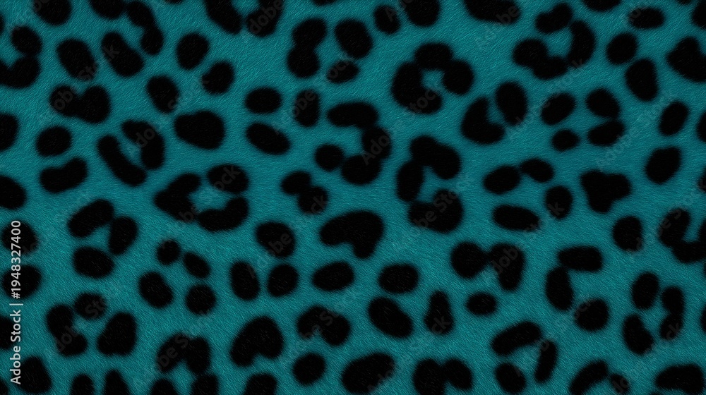 Obraz premium Turquoise and black leopard print seamless background pattern