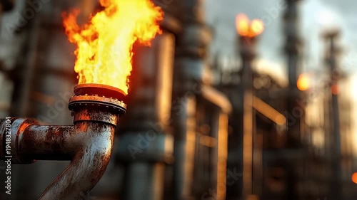 Wallpaper Mural Industrial flame gas flare factory pipe oil refinery fire energy pollution metal heat sunset industrial flare gas flame refinery pipe metal structure energy production fossil fuel heat fire pollution Torontodigital.ca