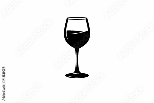 Minimalist Black Wine Glass Icon on White Background for Elegant Branding