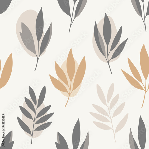 Earthy tone leaf and botanical pattern design