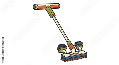 Cleaning brush tool with handle and rotating brushes