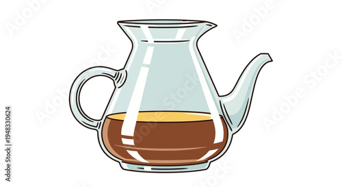 Glass coffee carafe with brown liquid, isolated on white background