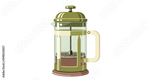 Green French Press Coffee Maker with Coffee