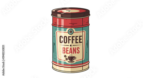 Retro coffee bean tin can illustration