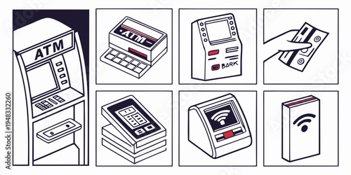 cash register with various angles and views Vector