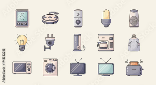 Collection of various home appliances and electronic devices