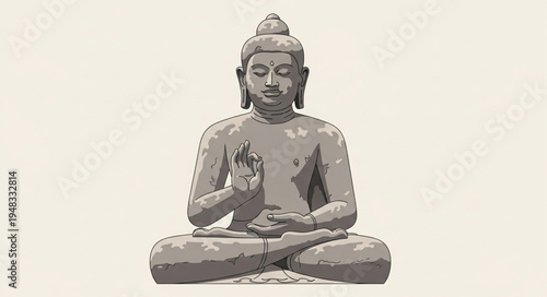 Serene Buddha Statue in Meditative Pose, Symbol of Peace and Enlightenment.