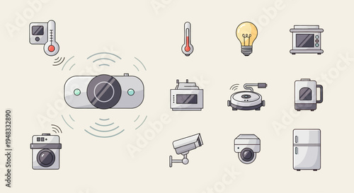 Collection of smart home devices and appliances with wireless signals