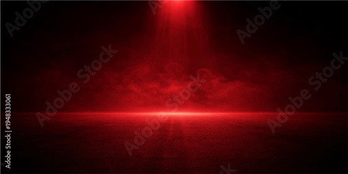 An abstract red backdrop features glowing rays of light and fire energy that shine like a bright star across a dark space texture with orange flame motion