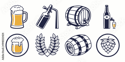 a collection of beer icons and symbols Vector