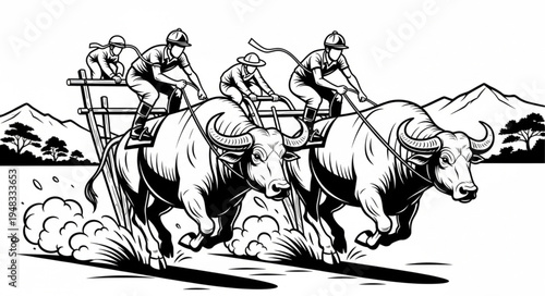 Dynamic Buffalo Racing Scene - A Thrilling Display of Speed and Skill.
