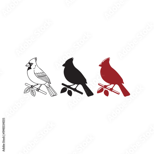 Cardinal Bird Icon Set