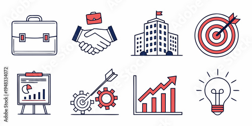 a set of business strategy icons Vector