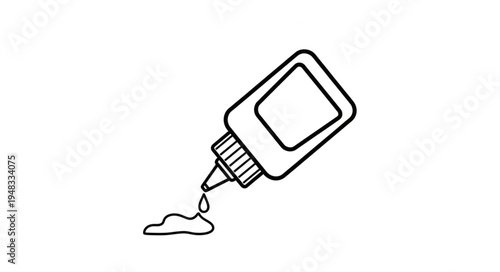Illustration of a glue bottle with glue dripping out.