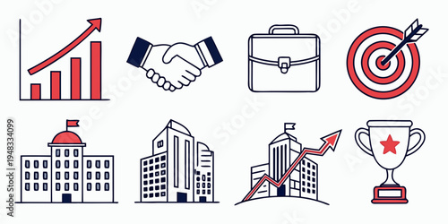business icons for success and growth Vector