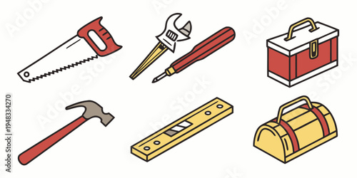 a set of tools for construction and carpentry work Vector