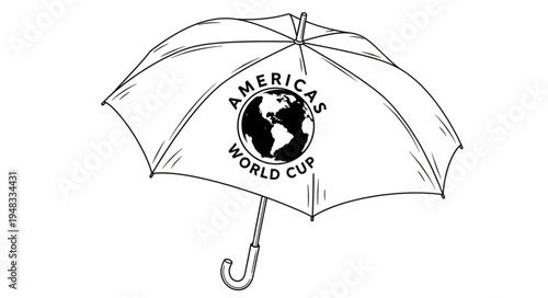 Sketch of an Umbrella with Americas World Cup Logo.