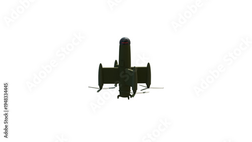 An interceptor drone on a white background for the topics of military drones, counter-drone defense