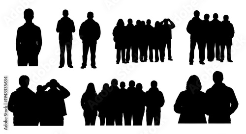 Crowd Silhouettes Collection: People Group, Business, Community, Support
